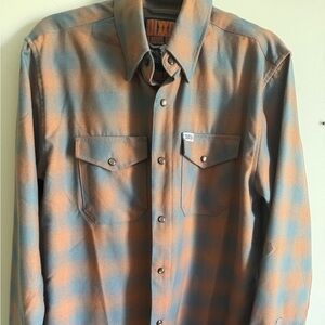DIXXON Orange and Blue Plaid Casual Button-Down Shirt - Abilene